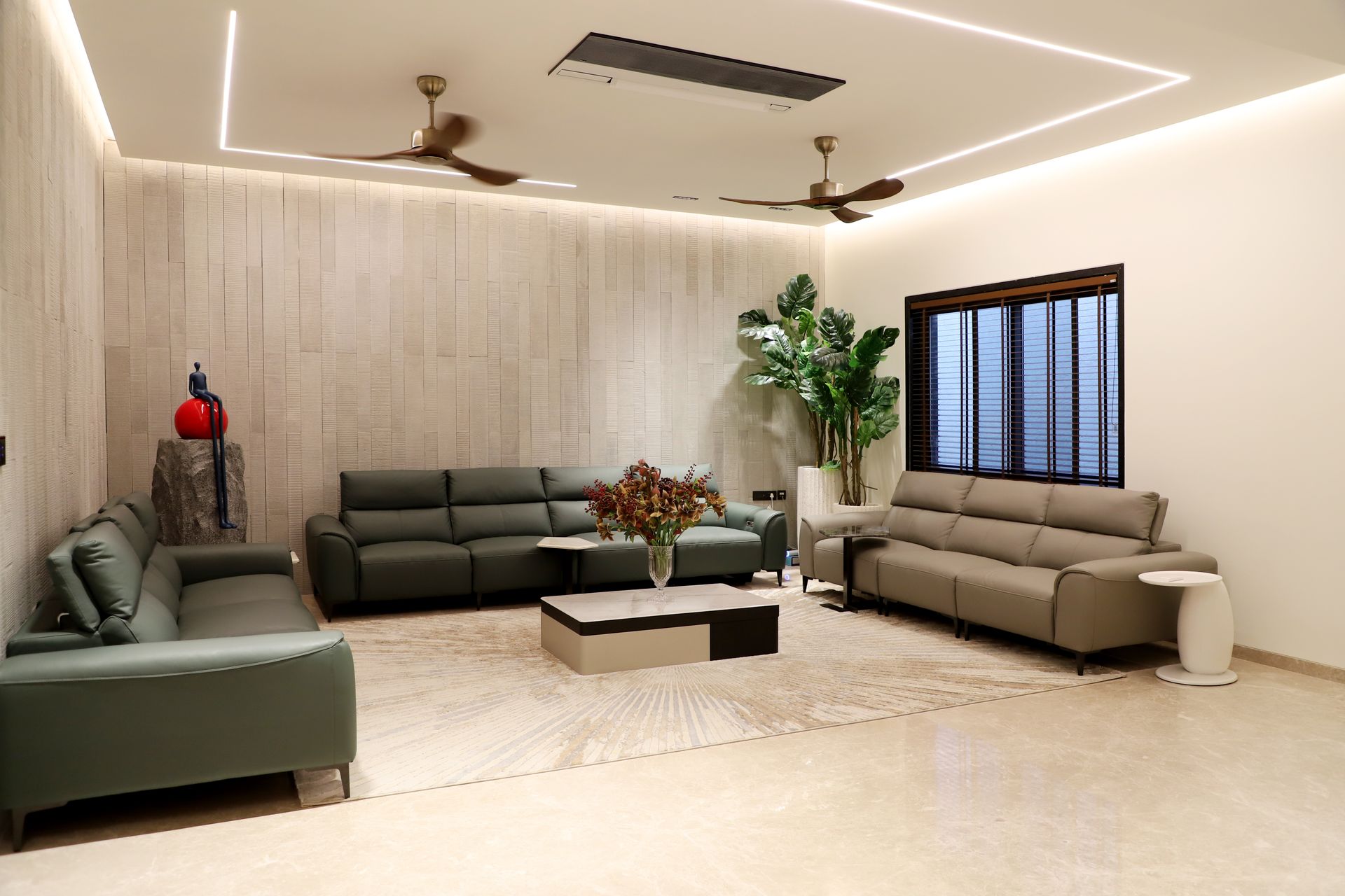 Curated furniture and upholstery selection in a living space