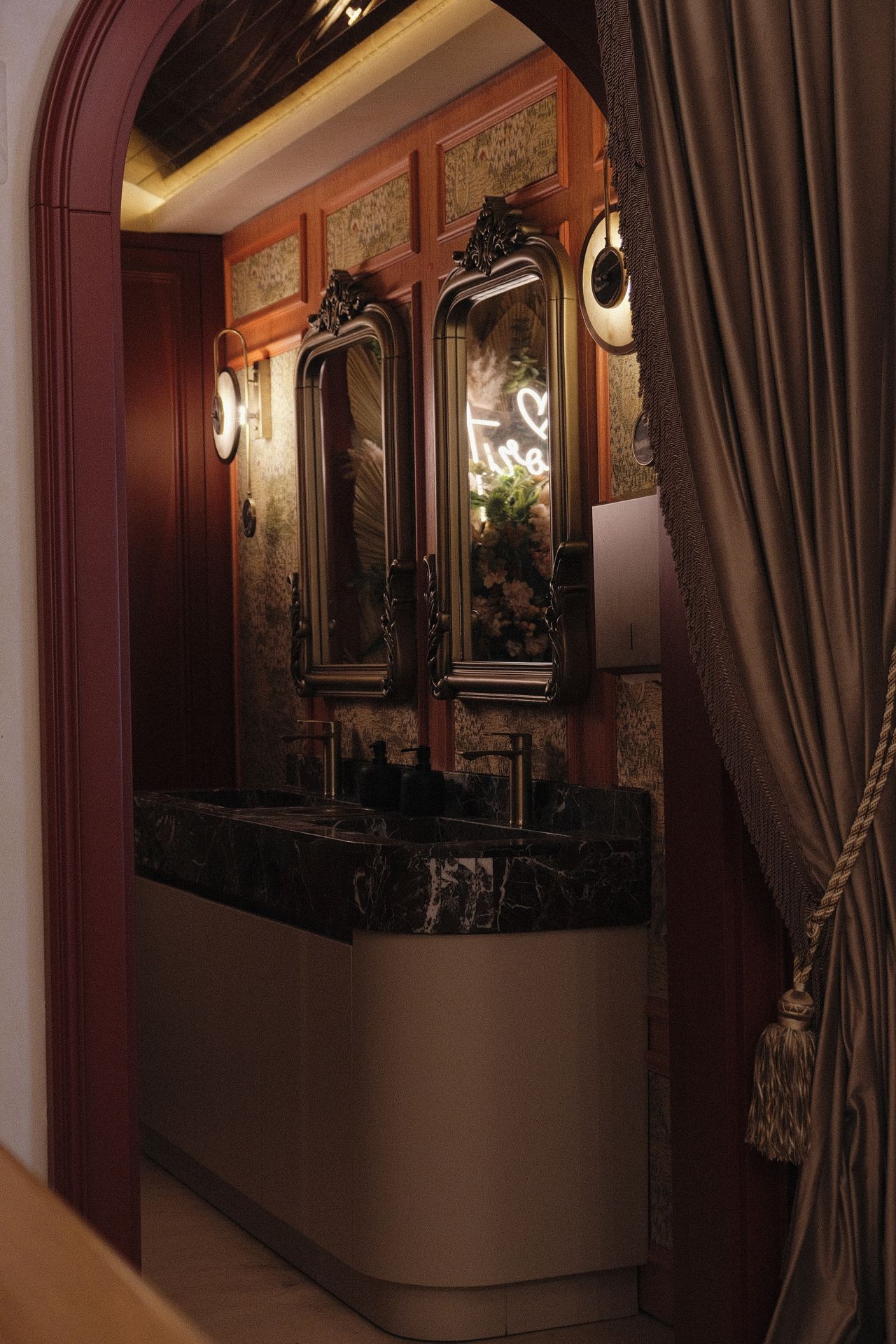 Refined hospitality interior with ambient lighting